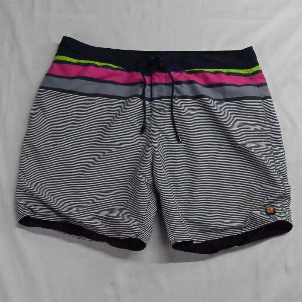 Hugo Boss XL x 7" Blue Stripe Mens Swim Surf Beach‎ Lined Board Shorts